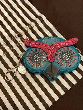 Rare Henri Bendel Henrietta Owl Shaped Die-Cut Coin Purse Large Bag Charm